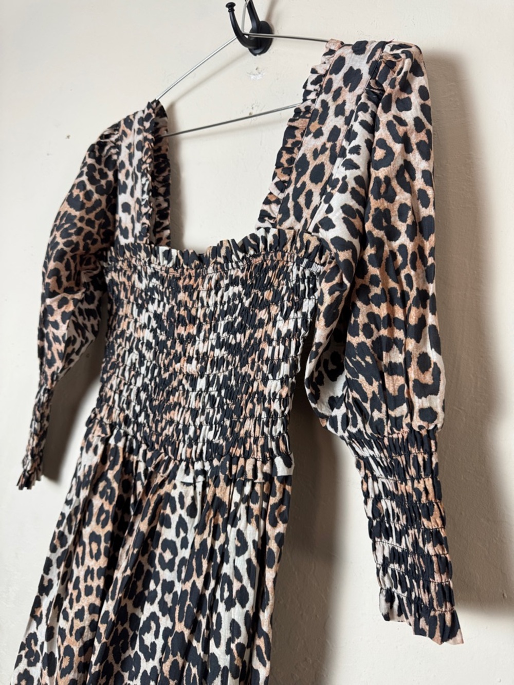 Ganni Cotton Silk Leopard Dress Size 36/ Small - Picture 9 of 10